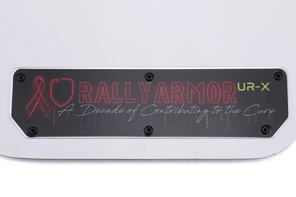Rally Armor UR Mudflaps Breast Cancer Awarness White w/ Black Emblem - 2015-2021 Subaru WRX / STI