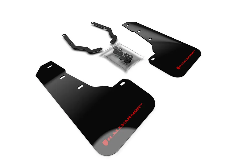 Rally Armor UR Mudflaps Lift / AT Front Only Black Urethane Red Logo - 2018-2021 Subaru Crosstrek