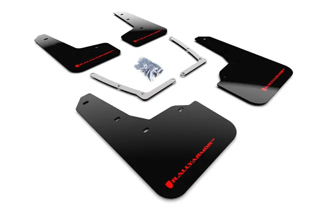 Rally Armor UR Mudflaps Black Urethane Red Logo - 2016-2024 Honda Civic