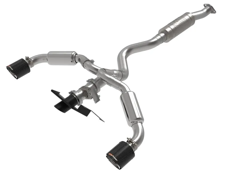 aFe Gemini XV 3in to 2-1/2in CatBack Exhaust w/Carbon Fiber Tips - 2023-2026 Toyota GR Corolla