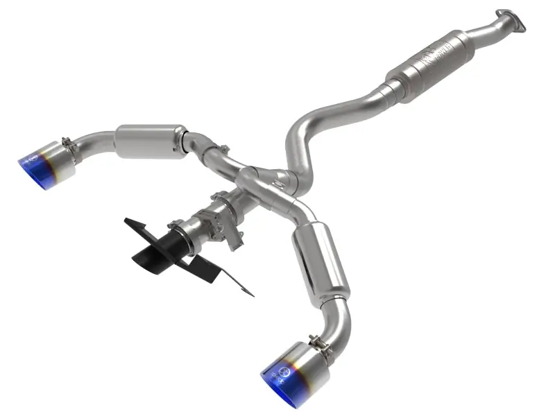 aFe Gemini XV 3in to 2-1/2in Cat Back Exhaust w/ Blue Flame Tips - 2023-2026 Toyota GR Corolla