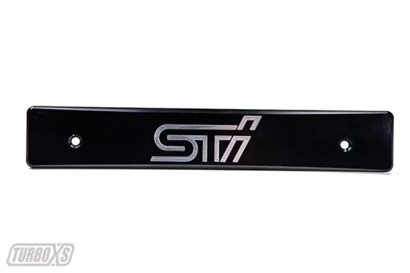 Turbo XS Billet Aluminum License Plate Delete Black Machined w/ STi Logo - 2015-2017 Subaru WRX / STI