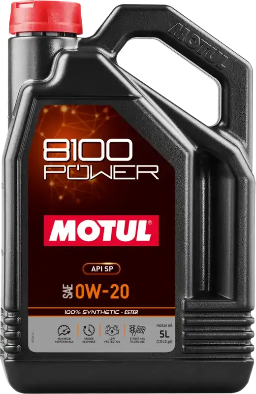Motul 8100 Power 0W20 Synthetic Engine Oil (5 Liter Jug)
