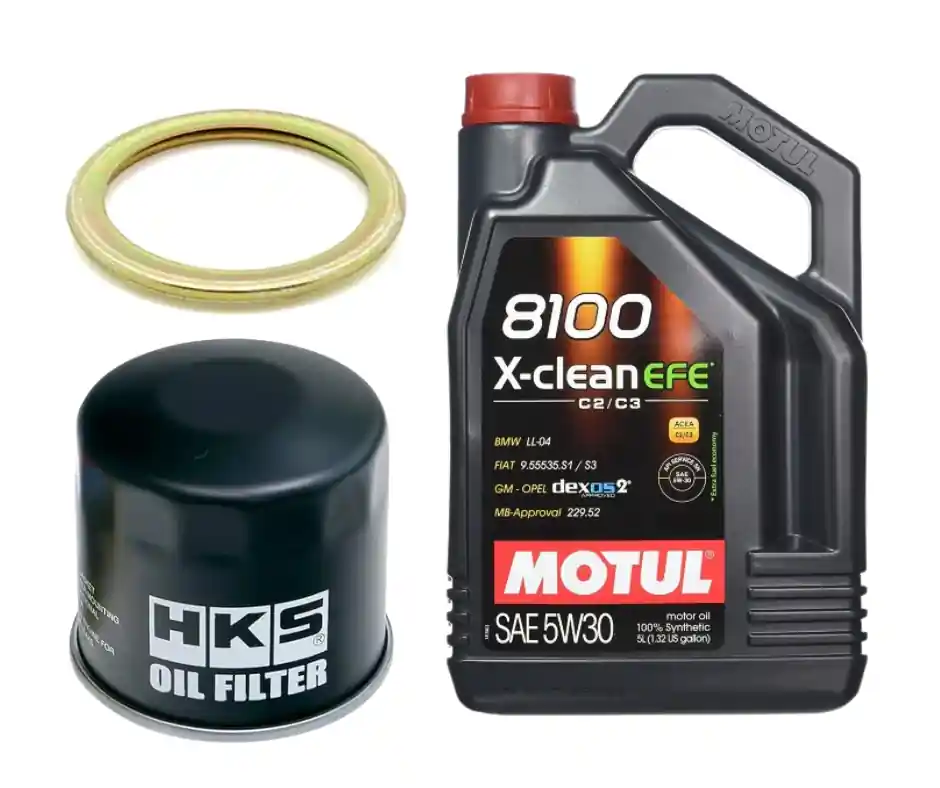 Motul 8100 X-Clean EFE Oil Change Kit - HKS Filter, 5W30 - 2004-2021 Subaru STI / 2002-2014 WRX