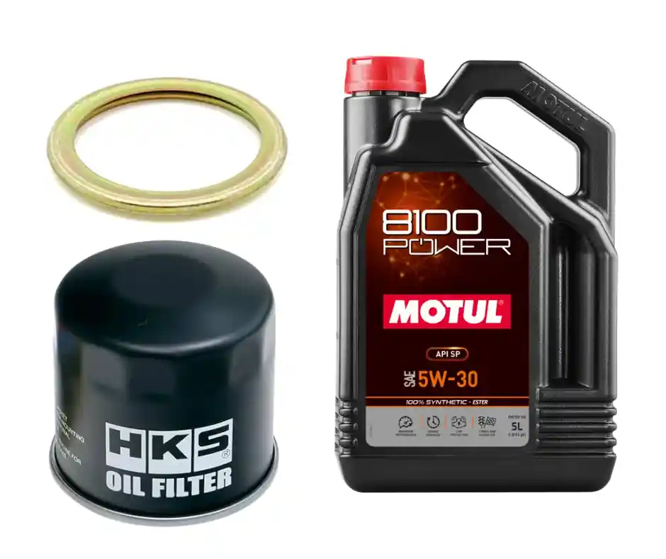 Motul 8100 Power Oil Change Kit - HKS Filter, 5W30 - 2004-2021 Subaru STI / 2002-2014 WRX