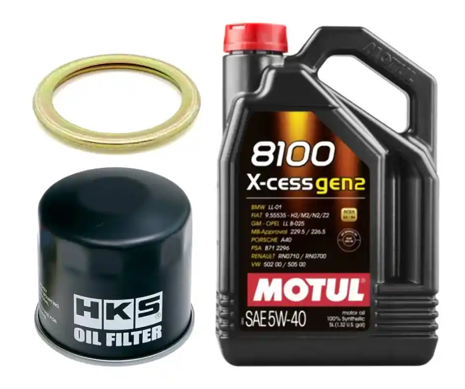 Motul 8100 X-Cess Gen2 Oil Change Kit - HKS Filter, 5W40 - 2004-2021 Subaru STI / 2002-2014 WRX