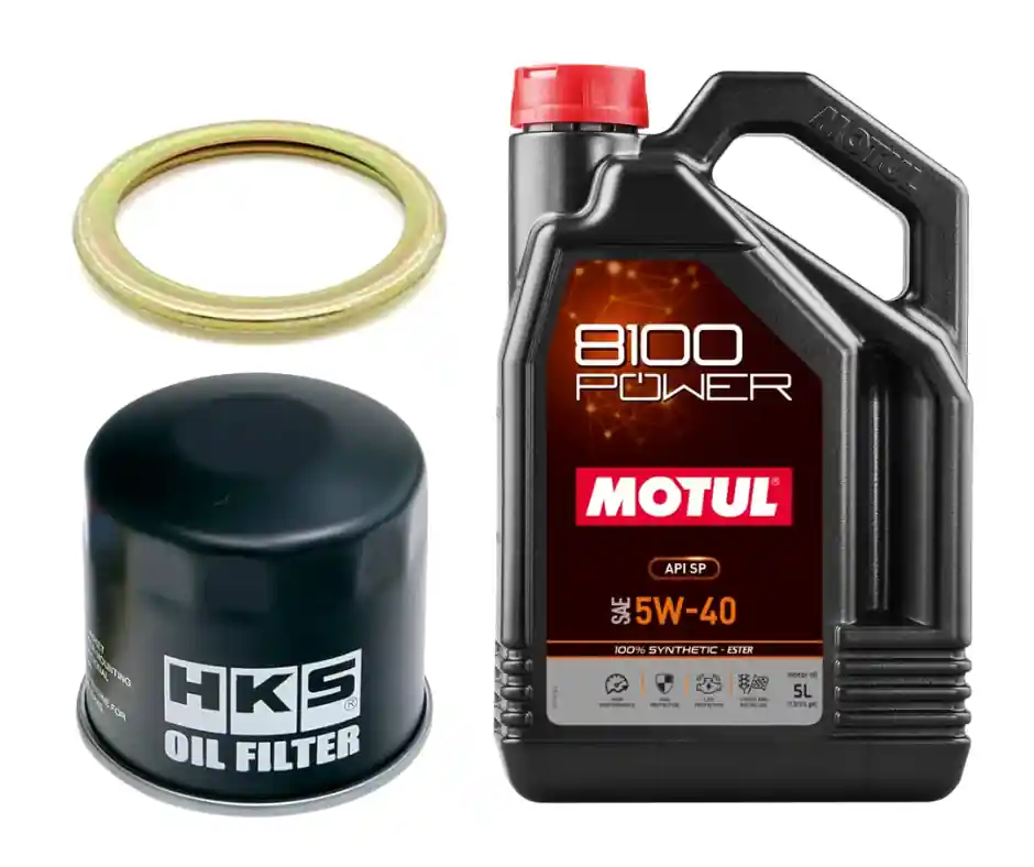 Motul 8100 Power Oil Change Kit - HKS Filter, 5W40 - 2004-2021 Subaru STI / 2002-2014 WRX