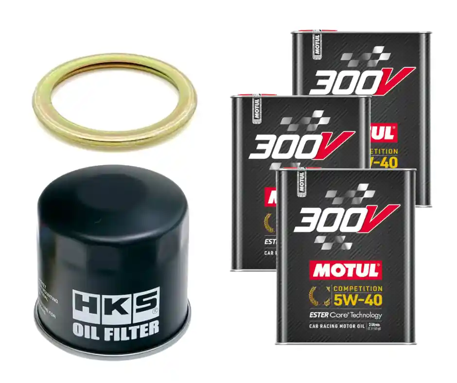 Motul 300V Oil Change Kit - HKS Filter, 5W40 - 2004-2021 Subaru STI / 2002-2014 WRX