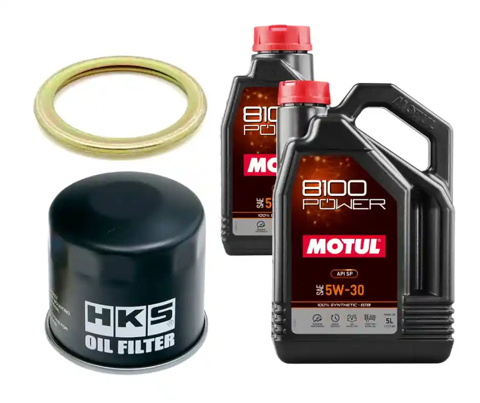Motul 8100 Power Oil Change Kit - HKS Filter, 5W30 - 2015-2021 Subaru WRX