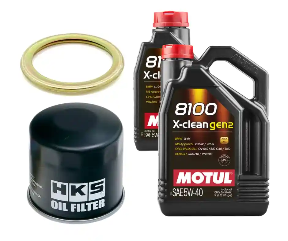 Motul 8100 X-Clean Gen2 Oil Change Kit - HKS Filter, 5W40 - 2015-2021 Subaru WRX