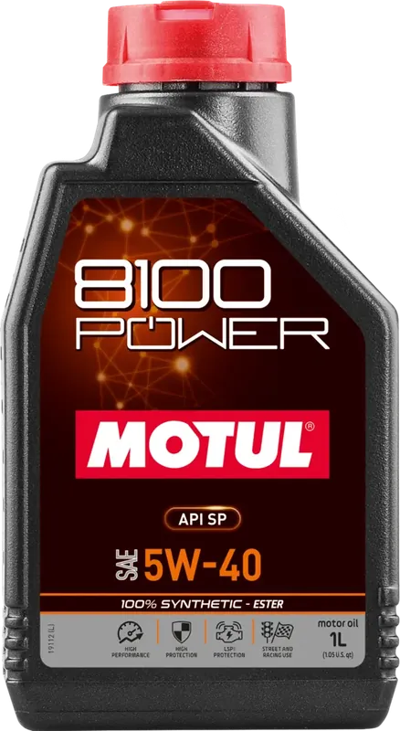 Motul 8100 Power 5W40 Synthetic Engine Oil (1 Liter Bottle)