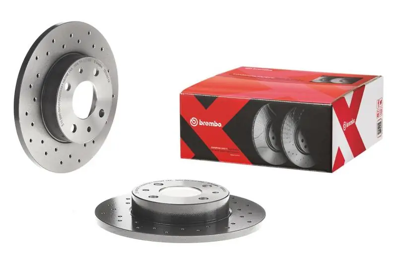 Brembo Rear Premium Xtra Cross Drilled UV Coated Rotor - 2016 Subaru WRX / 2015-2017 STI / 2008-2014 Impreza