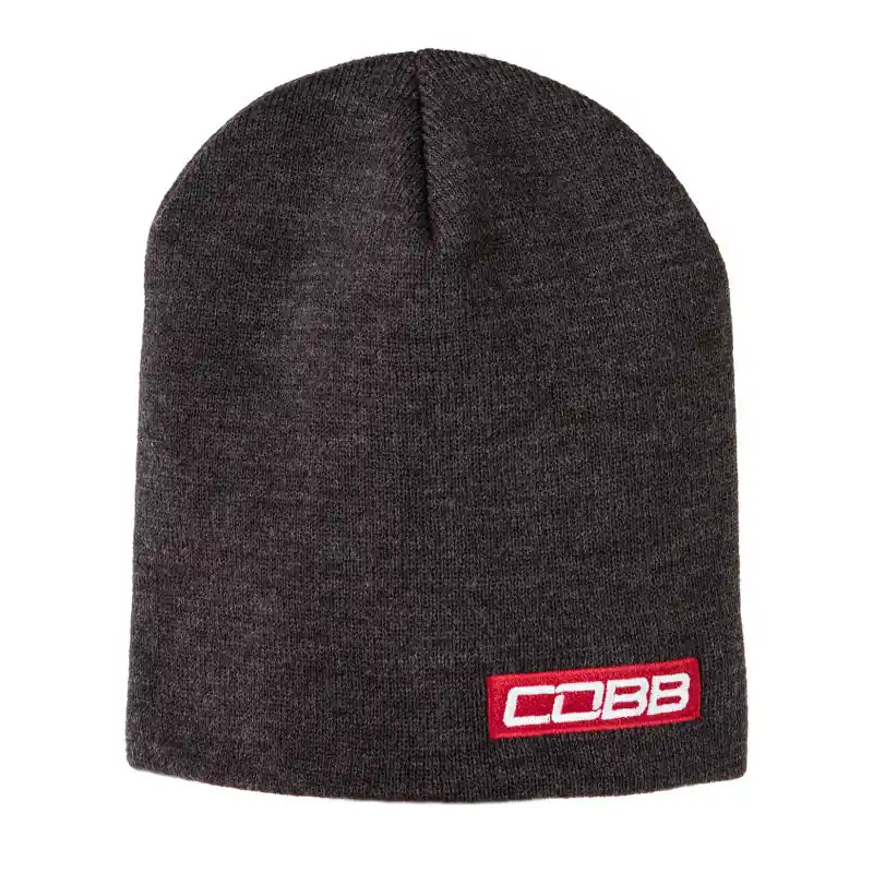 Cobb Tuning Bar Logo Knit Beanie - Gray w/Red Logo 8in. Tall OS