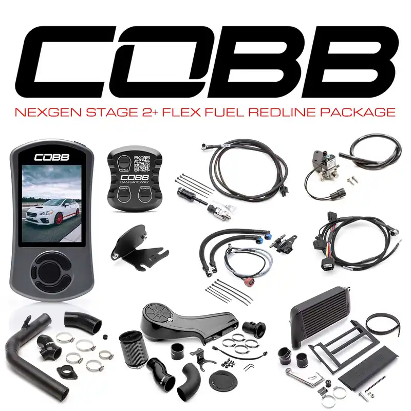 Cobb NexGen Stage 2 + CAN Flex Fuel Redline Carbon Fiber Power Package - Black - 2015-2021 Subaru WRX