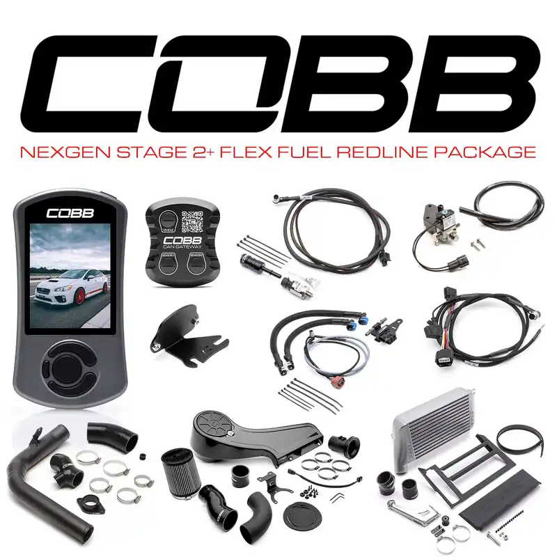 Cobb NexGen Stage 2 + CAN Flex Fuel Redline Carbon Fiber Power Package - Silver - 2015-2017 Subaru WRX