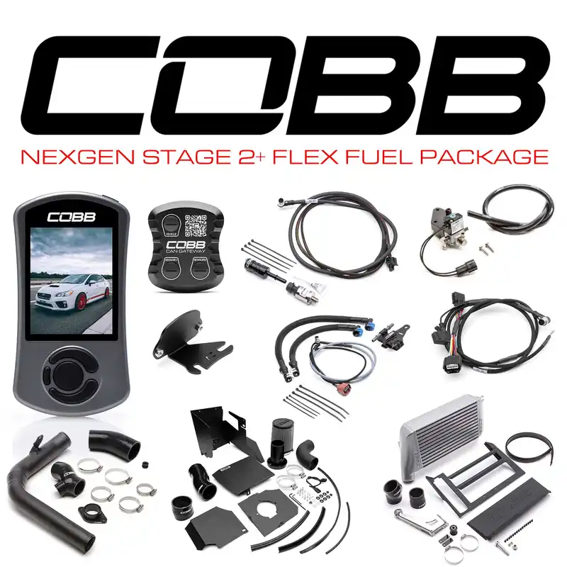 Cobb NexGen Stage 2 + CAN Flex Fuel Power Package (SF Intake) - Silver - 2015-2017 Subaru WRX