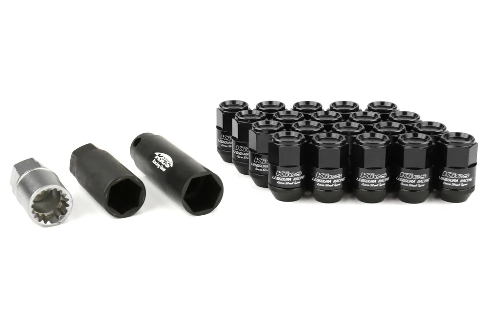 Project Kics Leggdura Racing Shell Type Lug Nut Set 35mm Closed-End Look 12X1.25 Black