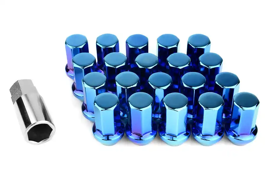 Project Kics Heptagon Caliber 24 Blue Titanium Closed Ended Lug Nuts 12X1.50
