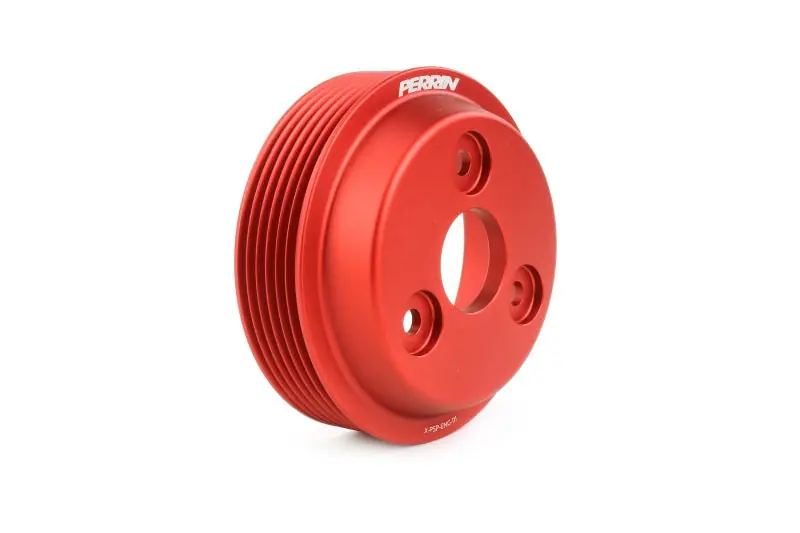 PERRIN Lightweight Water Pump Pulley - Red 2022-2025 Subaru WRX / 2021-2025 Crosstrek / 2020-2025 LGT/OBXT/FXT
