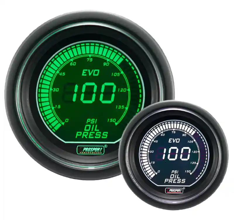 ProSport 2-1/16" Evo Electrical Green/White Oil Pressure Gauge