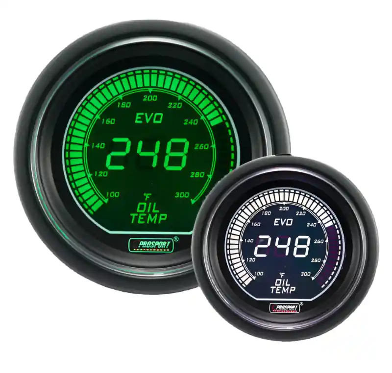 ProSport 2-1/16" Evo Electrical Green and White Oil Temperature Gauge