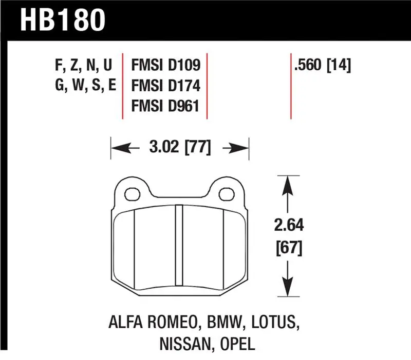 Hawk Track HT-10 Rear Pads - 2004-2009 Subaru STI
