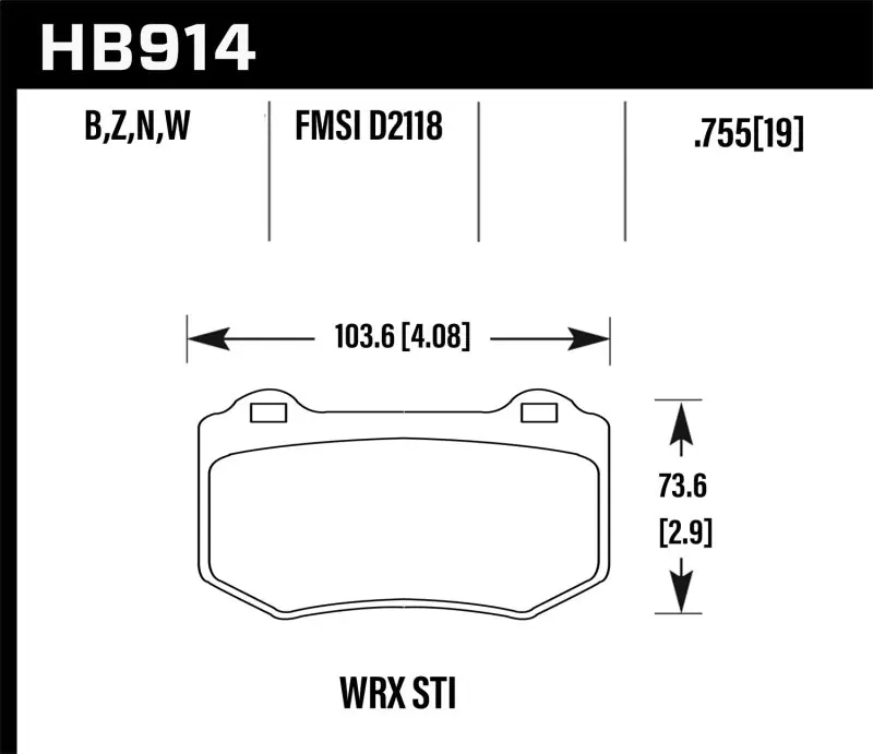 Hawk HP Plus Rear Brake Pads - 2018-2021 Subaru STI
