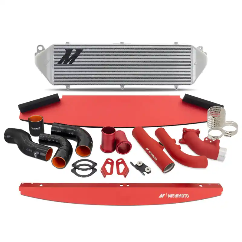 Mishimoto Intercooler & Pipe Kit - Silver Cooler - Red Pipes - 2023-2026 Toyota GR Corolla