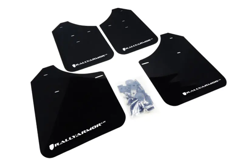 Rally Armor Black UR Mud Flap w/White Logo - 2002-2007 Subaru WRX / 2004-2007 STI (Wagons Req. Mod.)