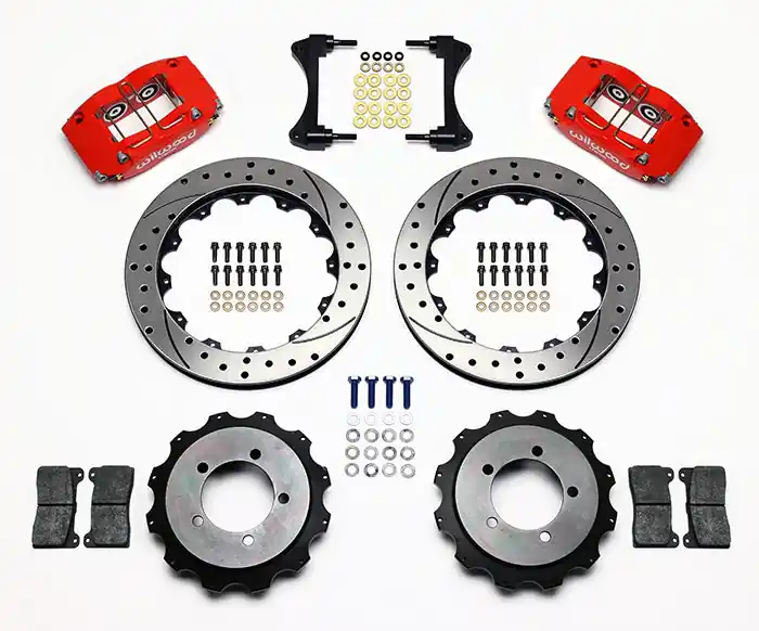Wilwood Dynapro Radial 13in Rear Kit Drilled / Slotted Red - 2003-2006 Mitsubishi Evo 8/9