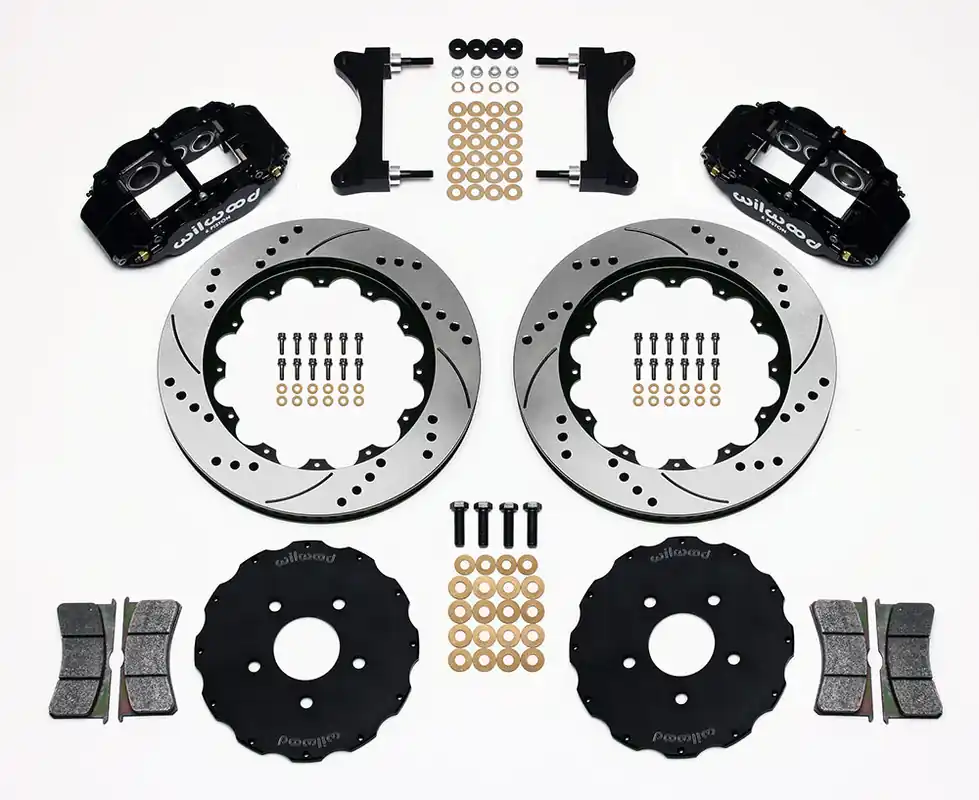 Wilwood FNSL6R 14in Front Kit Drilled / Slotted Black - 2003-2006 Mitsubishi Evo 8/9