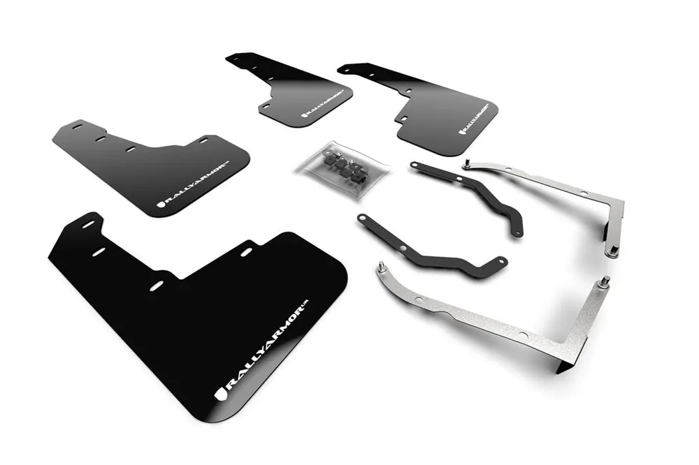 Rally Armor UR Mudflaps Lift / AT Black Urethane White Logo - 2018-2021 Subaru Crosstrek