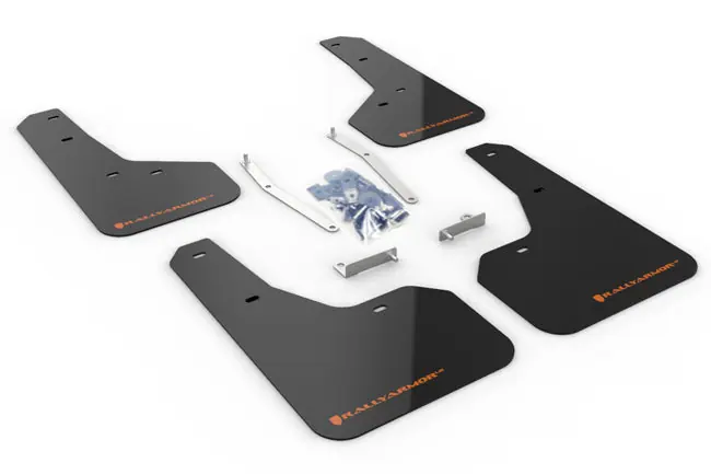 Rally Armor UR Mudflaps Black Urethane Orange Logo - 2019-2024 Subaru Forester