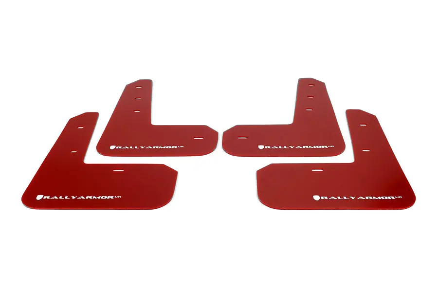 Rally Armor UR Mudflaps Red Urethane White Logo - 2013-2021 Scion FR-S / Subaru BRZ / Toyota 86