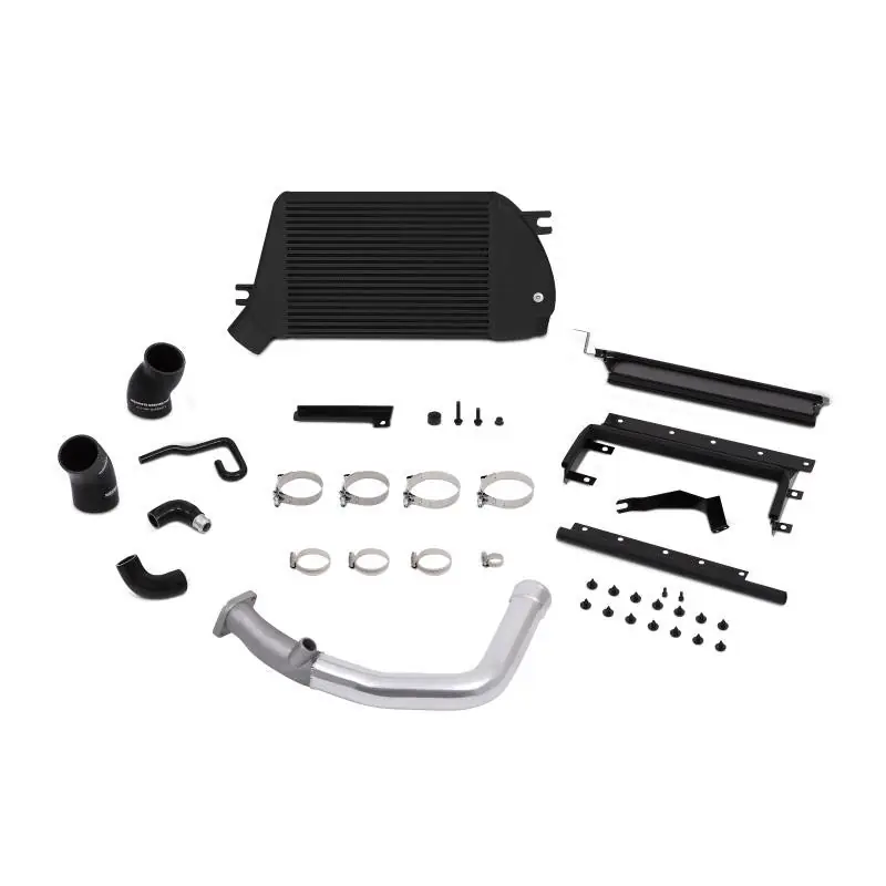 Mishimoto Top Mount Intercooler Kit Black w/ Polished Charge Pipe - 2015-2021 Subaru WRX