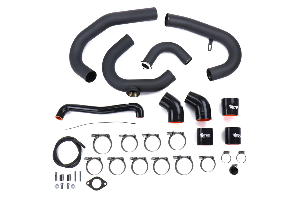 ETS Front Mount Intercooler Piping Kit w/ HKS BOV Flange Wrinkle Black - 2015-2021 Subaru WRX
