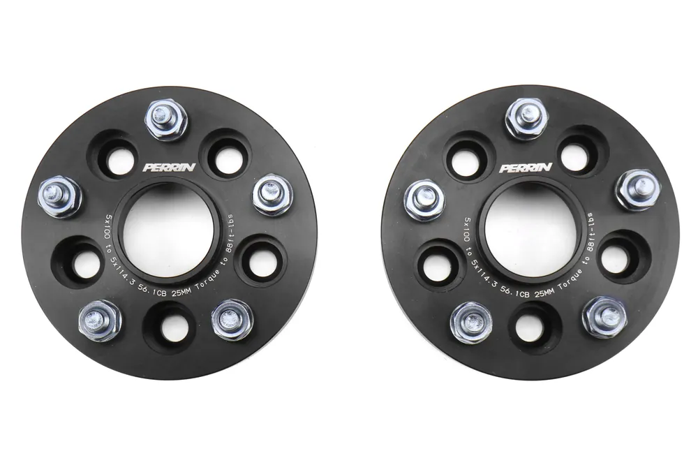 PERRIN 5x100 to 5x114.3 25mm Wheel Adapters Black - Subaru Models (inc. 2002-2014 WRX)