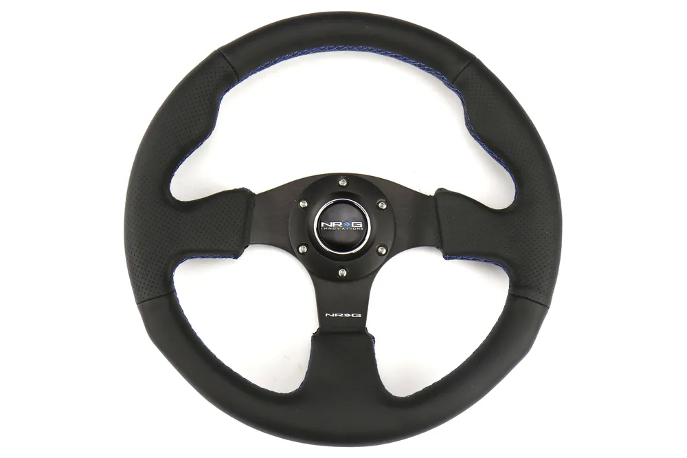NRG Reinforced Steering Wheel 320mm Black w/ Blue Stitch - Universal