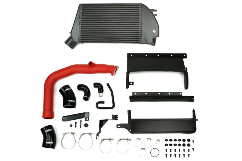 Mishimoto Race Top Mount Intercooler Kit Black w/ Red Charge Pipe - 2015-2021 Subaru WRX