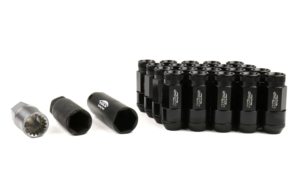 Project Kics Leggdura Racing Shell Type Lug Nut Set 53mm Open-End Look 12X1.25 Black - Universal