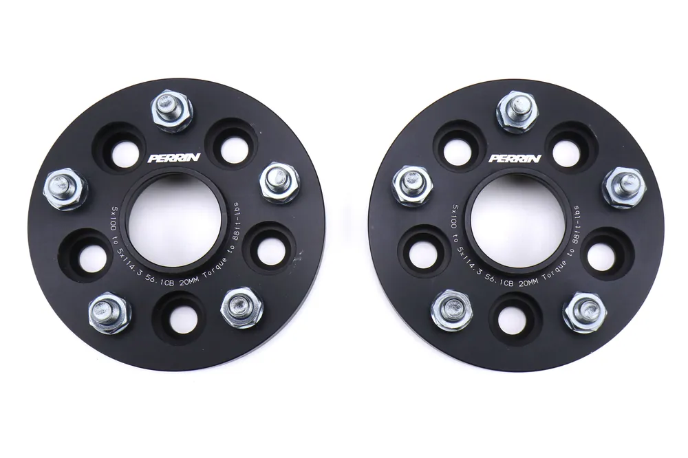 PERRIN 5x100 to 5x114.3 20mm Wheel Adapters Black - Subaru Models (inc. 2002-2014 WRX)