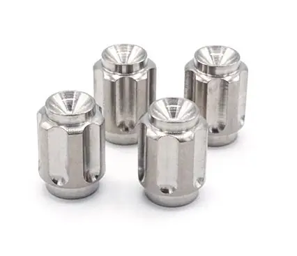 Fast Turn Fittings Titanium Valve Stem Caps - Gear Design Polished