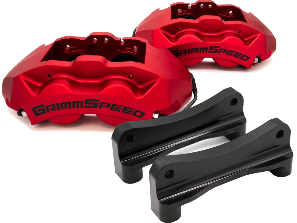 GrimmSpeed 4-Piston Brake Caliper Kit (340mm Rotor) - Red - 2002-2021 Subaru WRX / STI