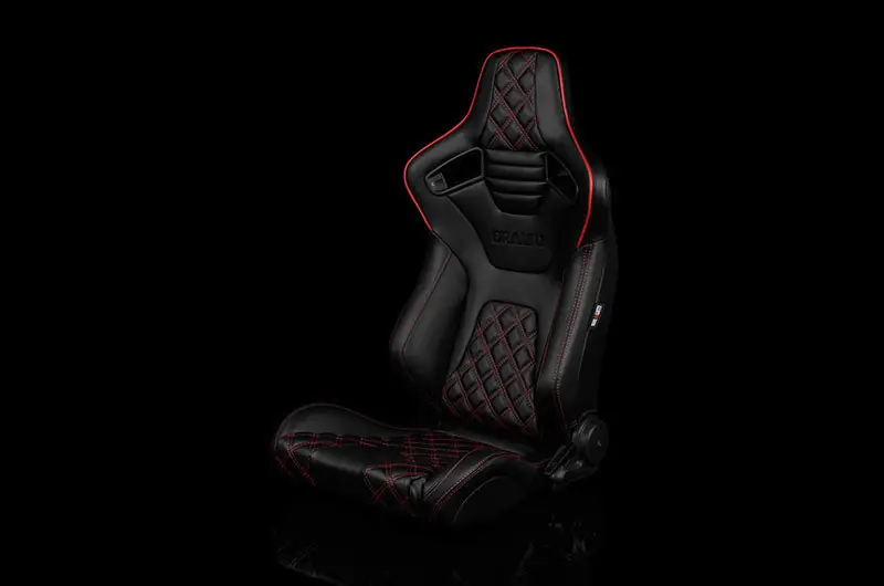 Braum Elite-X Series Sport Seats - Black Diamond (Double Red Stitching / Red Piping) Pair - Universal