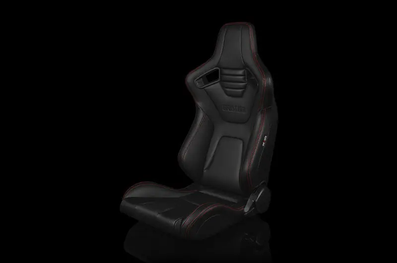 Braum Elite-X Series Sport Reclinable Seats (Pair) - Black Leatherette / Red Stitching - Universal