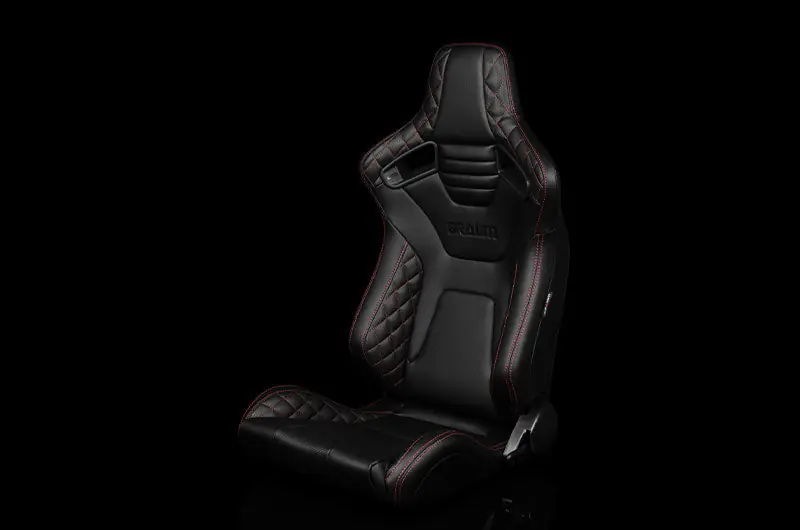 Braum Elite-X Series Sport Seats - Black Diamond (Red Stitching) Pair - Universal