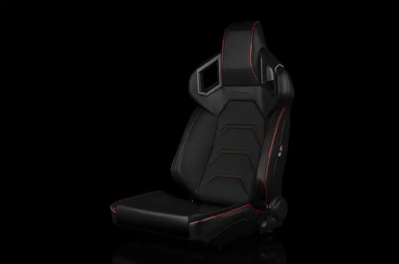 Braum Alpha X Series Sport Seats - Black & Red Stitching - Low Base Version - Universal