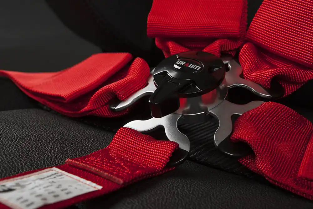 Braum 5 Point 3inch SFI Approved Racing Harness - Red Each - Universal