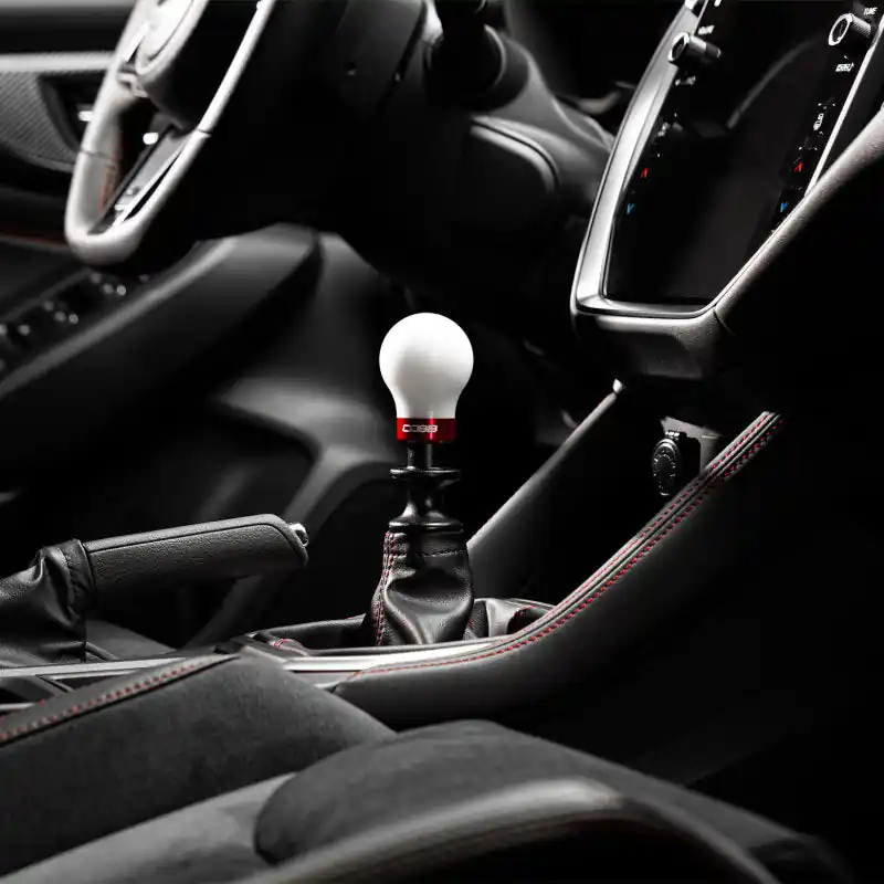 Cobb 6-Speed Weighted Shift Knob - White (Inc. Both Red + Black Collars) - 2004-2021 Subaru STI / 2015-2026 WRX / 2006-2012 Legacy