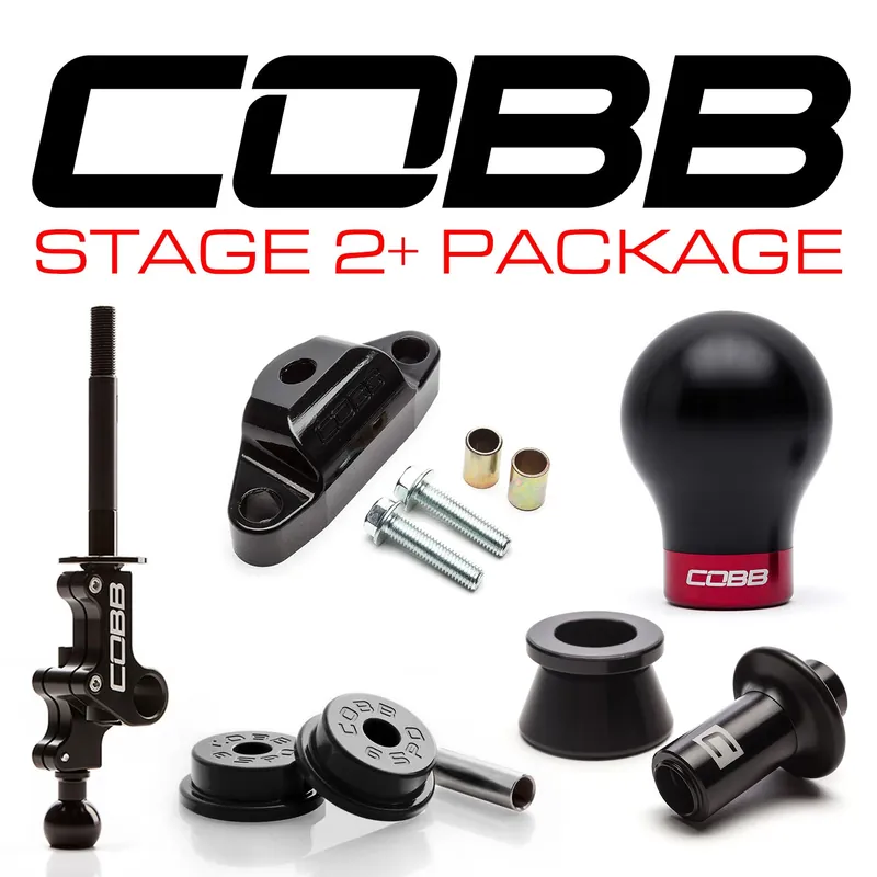 Cobb Stg 2+ Drivetrain Pkg - Black Knob / White & Red Lockout - 2004-2021 Subaru STI 6MT